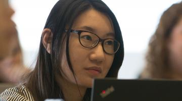 Student listening in class